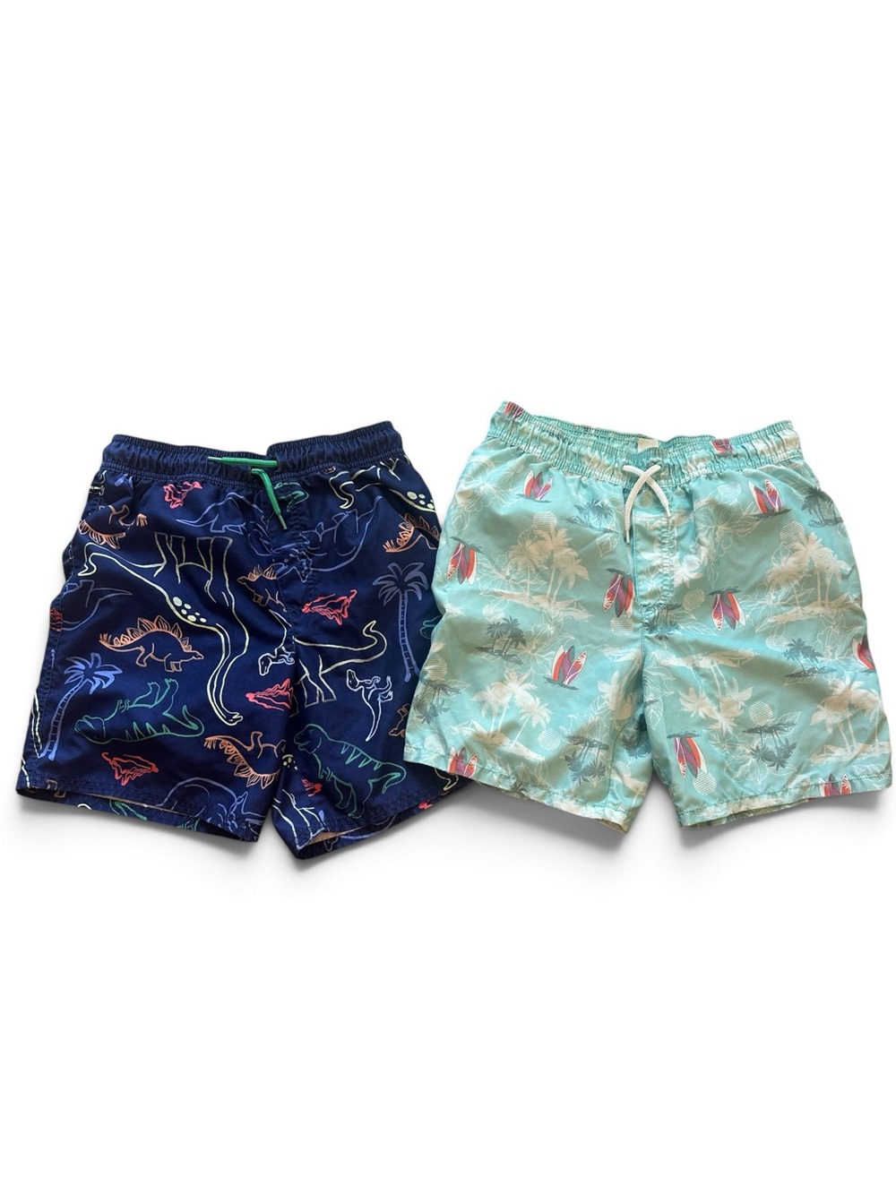 Carter's Navy Dinosaur & Turquoise Palm Print Swim Trunks bundle sz 14